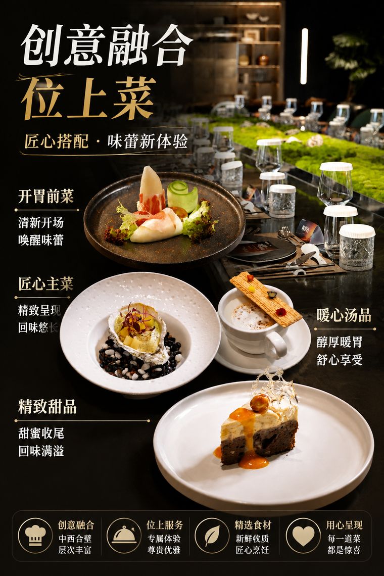 创意融合位上菜海报